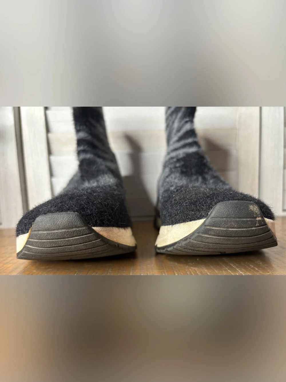 ASH Links Tiger Stripe Knit Sock Sneaker Boots Black Grey High Top Size 38 US 7.